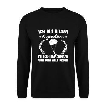 Fallschirmspringen Skydiving Fallschirmspringer - Unisex Pullover - Schwarz - Vorne - Alina (178cm) & Michal (187cm)