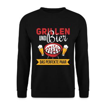 Cooler Griller Barbeque Grillen Spruch - Unisex Pullover - Schwarz - Vorne - Alina (178cm) & Michal (187cm)
