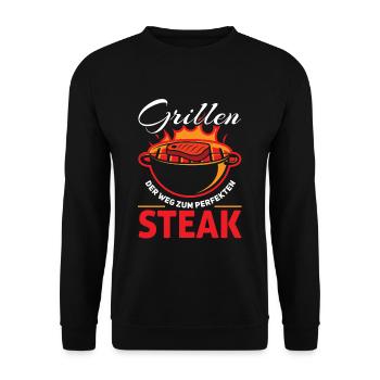 Cooler Griller Barbeque Grillen Spruch - Unisex Pullover - Schwarz - Vorne - Alina (178cm) & Michal (187cm)