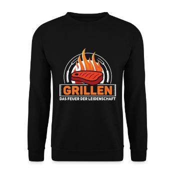 Cooler Griller Barbeque Grillen Spruch - Unisex Pullover - Schwarz - Vorne - Alina (178cm) & Michal (187cm)