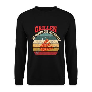 Cooler Griller Barbeque Grillen Spruch - Unisex Pullover - Schwarz - Vorne - Alina (178cm) & Michal (187cm)