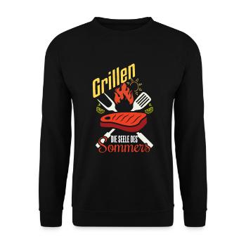 Cooler Griller Barbeque Grillen Spruch - Unisex Pullover - Schwarz - Vorne - Alina (178cm) & Michal (187cm)
