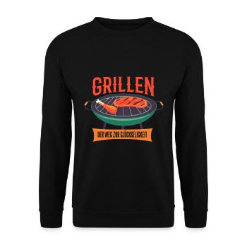 Cooler Griller Barbeque Grillen Spruch - Unisex Pullover - Schwarz - Vorne - Alina (178cm) & Michal (187cm)