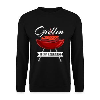 Cooler Griller Barbeque Grillen Spruch - Unisex Pullover - Schwarz - Vorne - Alina (178cm) & Michal (187cm)