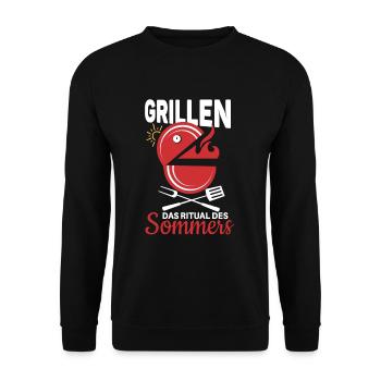 Cooler Griller Barbeque Grillen Spruch - Unisex Pullover - Schwarz - Vorne - Alina (178cm) & Michal (187cm)