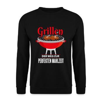 Cooler Griller Barbeque Grillen Spruch - Unisex Pullover - Schwarz - Vorne - Alina (178cm) & Michal (187cm)