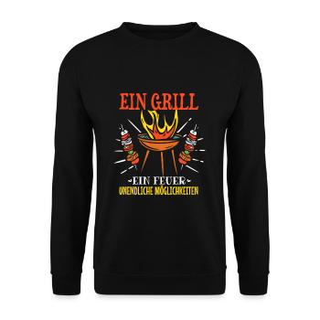 Cooler Griller Barbeque Grillen Spruch - Unisex Pullover - Schwarz - Vorne - Alina (178cm) & Michal (187cm)