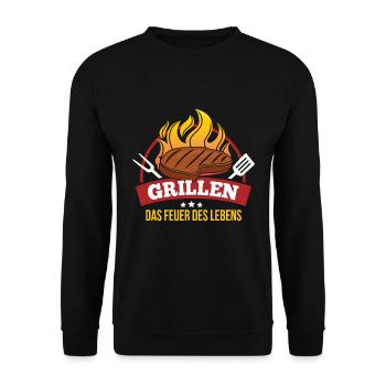 Cooler Griller Barbeque Grillen Spruch - Unisex Pullover - Schwarz - Vorne - Alina (178cm) & Michal (187cm)