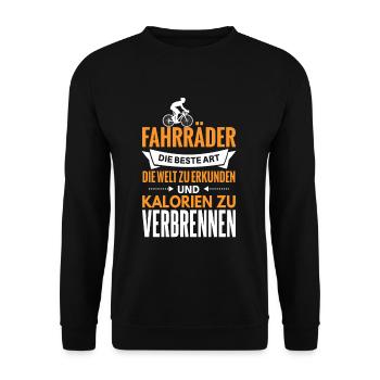 Cooles Mountainbiker Biker Fahrrad Motiv - Unisex Pullover - Schwarz - Vorne - Alina (178cm) & Michal (187cm)
