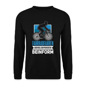 Cooles Mountainbiker Biker Fahrrad Motiv - Unisex Pullover - Schwarz - Vorne - Alina (178cm) & Michal (187cm)