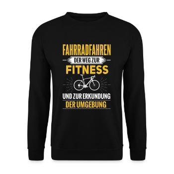Cooles Mountainbiker Biker Fahrrad Motiv - Unisex Pullover - Schwarz - Vorne - Alina (178cm) & Michal (187cm)