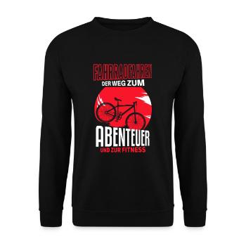 Cooles Mountainbiker Biker Fahrrad Motiv - Unisex Pullover - Schwarz - Vorne - Alina (178cm) & Michal (187cm)