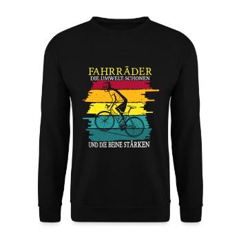 Cooles Mountainbiker Biker Fahrrad Motiv - Unisex Pullover - Schwarz - Vorne - Alina (178cm) & Michal (187cm)