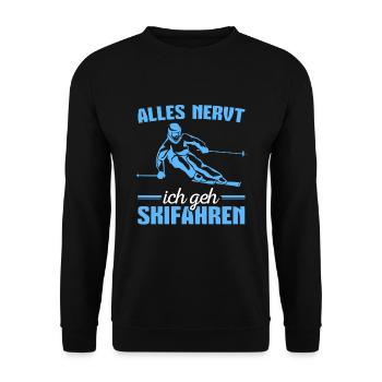 Skifahren Skipiste Wintersportler Skifahrer - Unisex Pullover - Schwarz - Vorne - Alina (178cm) & Michal (187cm)