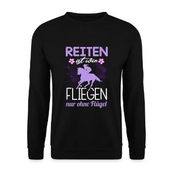 Süßes Pferde Pferdespruch Motiv - Unisex Pullover - Schwarz - Vorne - Alina (178cm) & Michal (187cm)