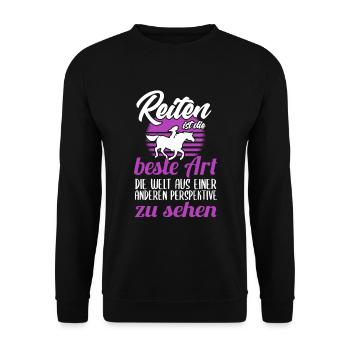 Süßes Pferde Pferdespruch Motiv - Unisex Pullover - Schwarz - Vorne - Alina (178cm) & Michal (187cm)