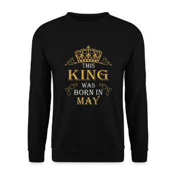 Ce roi est né en mai – mai - Sweat-shirt Unisexe - noir - Devant - Alina (178cm) & Michal (187cm)