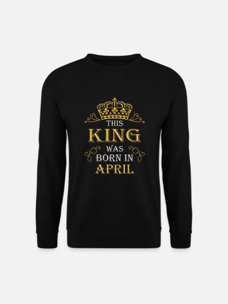 Deze koning werd geboren in april – april - Uniseks sweater - zwart