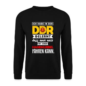 Cooler Ddr Ostdeutschland Osten Spruch - Unisex Pullover - Schwarz - Vorne - Alina (178cm) & Michal (187cm)