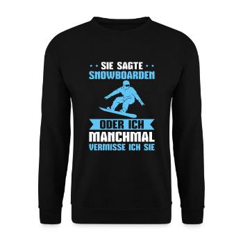Snowboard Wintersport Snowboarder - Unisex Pullover - Schwarz - Vorne - Alina (178cm) & Michal (187cm)