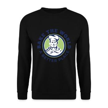 Bake The World A Better Place Pastry Chef - Unisex Sweatshirt - black - Front - Alina (178cm) & Michal (187cm)
