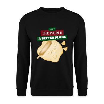 You Bake The World A Better Place baking dough - Unisex Sweatshirt - black - Front - Alina (178cm) & Michal (187cm)