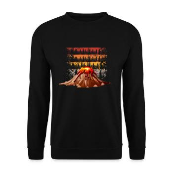 Vulkan Geologie Natur Illustration Motiv - Unisex Pullover - Schwarz - Vorne - Alina (178cm) & Michal (187cm)