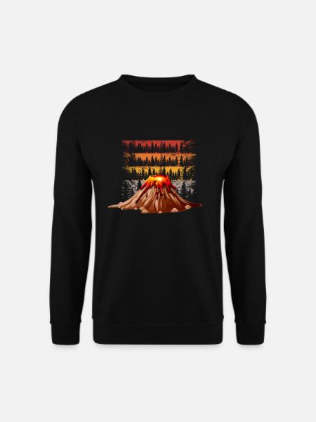 Vulkan Geologie Natur Illustration Motiv - Unisex Pullover - Schwarz
