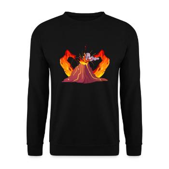 Vulkan Geologie Natur Illustration Motiv - Unisex Pullover - Schwarz - Vorne - Alina (178cm) & Michal (187cm)