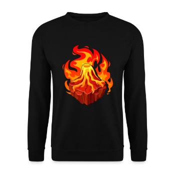 Vulkan Geologie Natur Illustration Motiv - Unisex Pullover - Schwarz - Vorne - Alina (178cm) & Michal (187cm)