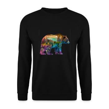 Grizzly bear with forest and nature silhouettes - Unisex Sweatshirt - black - Front - Alina (178cm) & Michal (187cm)