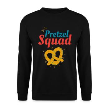 Pretzel Squad, Big Pretzel Design Pretzel Day 2023 - Unisex Pullover - Schwarz - Vorne - Alina (178cm) & Michal (187cm)
