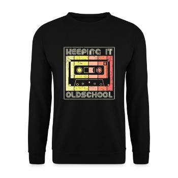 80s 90s Cassette Mixtape Retro Funny - Sweat-shirt Unisexe - noir - Devant - Alina (178cm) & Michal (187cm)