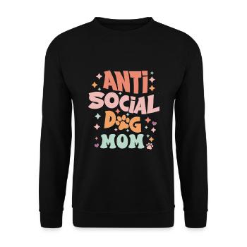 Kleidung Hundemama Antisocial dog mom lustig - Unisex Pullover - Schwarz - Vorne - Alina (178cm) & Michal (187cm)