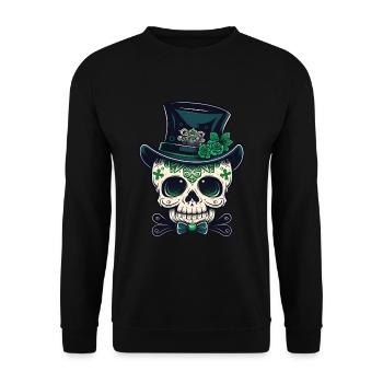 Sugar Skull St Patrick's Day, Irish Sugar Skull - Unisex Sweatshirt - black - Front - Alina (178cm) & Michal (187cm)