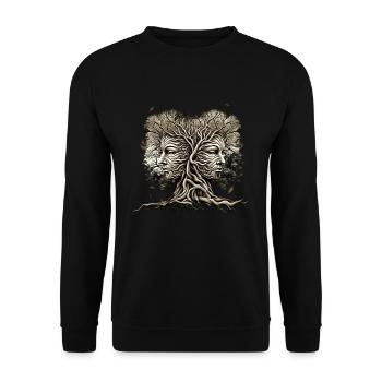 Visages d’arbres avec des feuilles soufflant fraîchement amoureux de la nature - Sweat-shirt Unisexe - noir - Devant - Alina (178cm) & Michal (187cm)