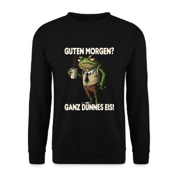Frosch Kaffee Morgenmuffel Mitarbeiter Geschenk - Unisex Pullover - Schwarz - Vorne - Alina (178cm) & Michal (187cm)