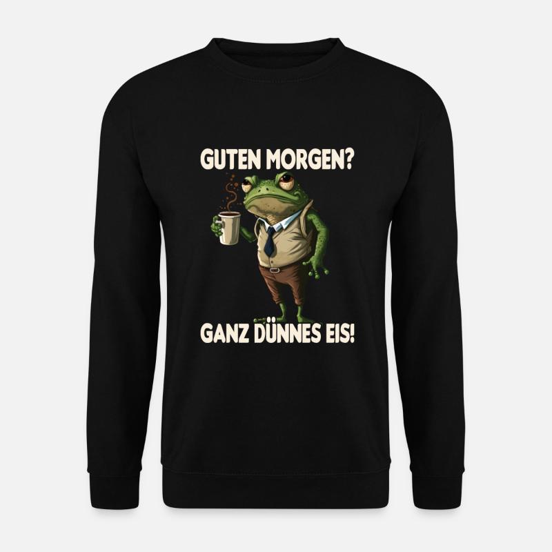 Frosch Kaffee Morgenmuffel Mitarbeiter Geschenk - Unisex Pullover - Schwarz