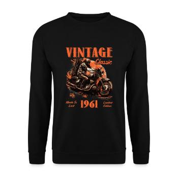 Vintage vintage 1961 anniversaire moto rétro - Sweat-shirt Unisexe - noir - Devant - Alina (178cm) & Michal (187cm)
