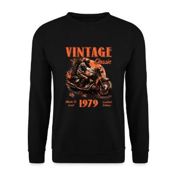 Vintage vintage 1979 anniversaire moto rétro - Sweat-shirt Unisexe - noir - Devant - Alina (178cm) & Michal (187cm)
