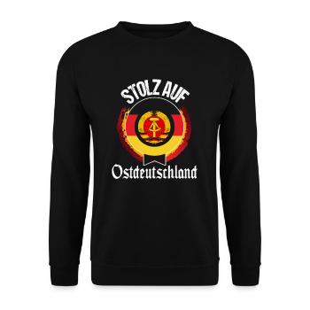 Cooles Ostdeutschland Spruch Motiv - Unisex Pullover - Schwarz - Vorne - Alina (178cm) & Michal (187cm)