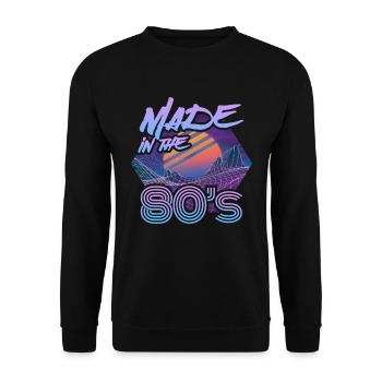 Made In The 80s Retro Karneval 80er Mottoparty - Unisex Pullover - Schwarz - Vorne - Alina (178cm) & Michal (187cm)