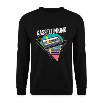 Kassettenkind 80er Jahre Musik Kassette Mixtape - Unisex Pullover - Schwarz - Vorne - Alina (178cm) & Michal (187cm)