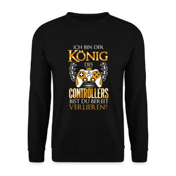 Cooles Gaming Zocker Spruch Design - Unisex Pullover - Schwarz - Vorne - Alina (178cm) & Michal (187cm)