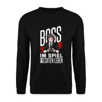 Cooles Gaming Zocker Spruch Design - Unisex Pullover - Schwarz - Vorne - Alina (178cm) & Michal (187cm)