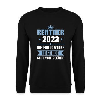 Pension Rente 2023 Ruhestand Rentner Geschenk - Unisex Pullover - Schwarz - Vorne - Alina (178cm) & Michal (187cm)