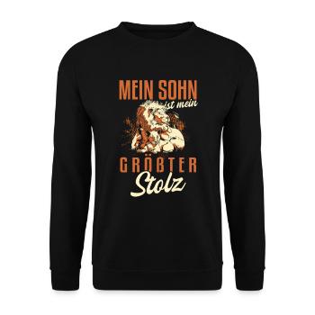 Cooler Vater und Sohn Spruch - Unisex Pullover - Schwarz - Vorne - Alina (178cm) & Michal (187cm)