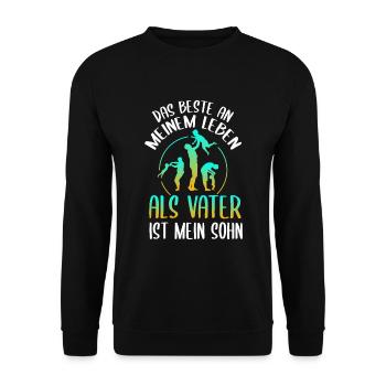 Cooler Vater und Sohn Spruch - Unisex Pullover - Schwarz - Vorne - Alina (178cm) & Michal (187cm)