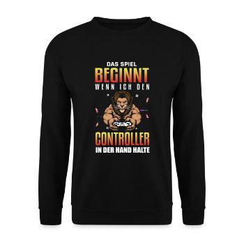 Witziges Gaming Zocker Spruch Design - Unisex Pullover - Schwarz - Vorne - Alina (178cm) & Michal (187cm)
