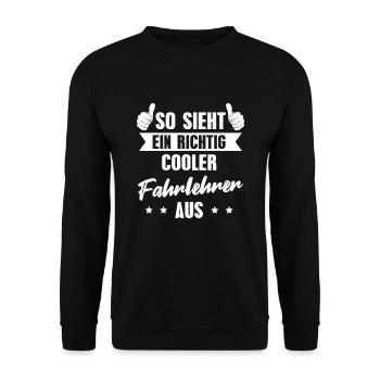 Fahrschule Fahrschullehrer Fahrlehrer Geschenkidee - Unisex Pullover - Schwarz - Vorne - Alina (178cm) & Michal (187cm)